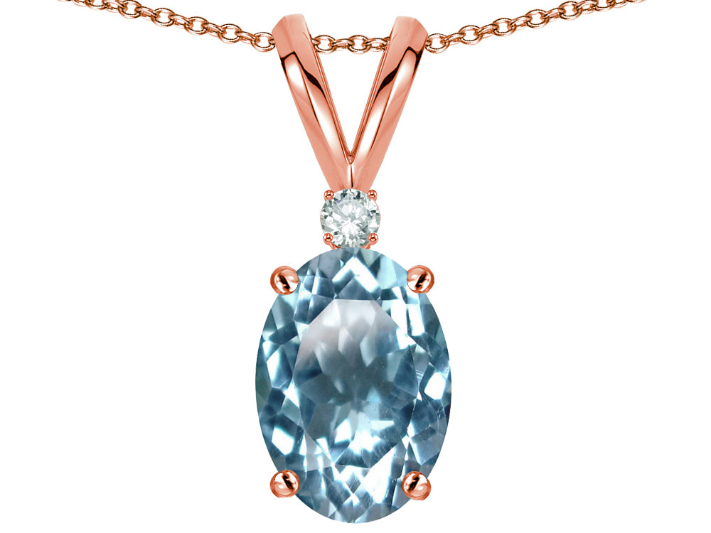 Star K Oval 7x5mm Genuine Sky Blue Topaz Classic Rabbit Ears Pendant Necklace