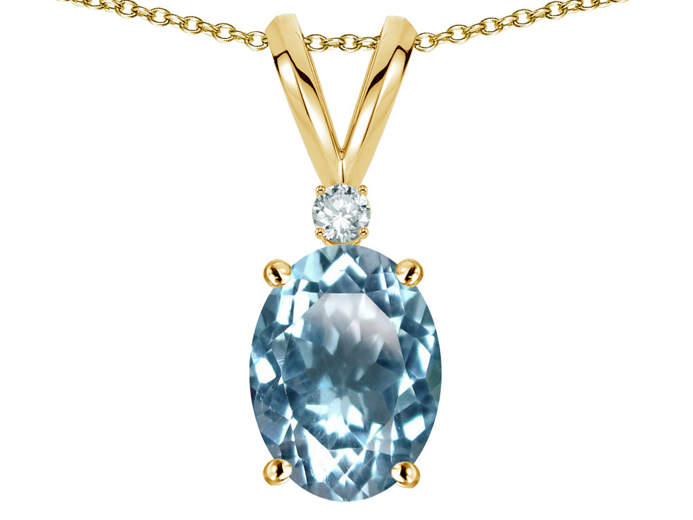 Star K Oval 7x5mm Genuine Sky Blue Topaz Classic Rabbit Ears Pendant Necklace