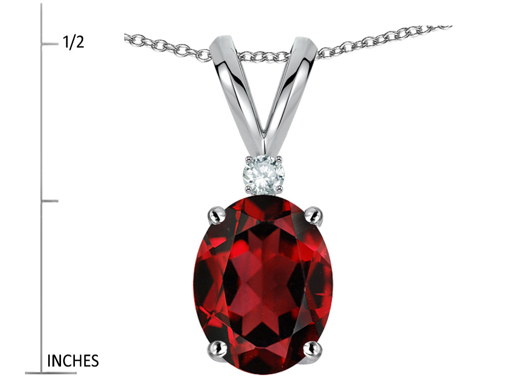 Star K Oval 7x5mm Genuine Garnet Classic Rabbit Ears Pendant Necklace