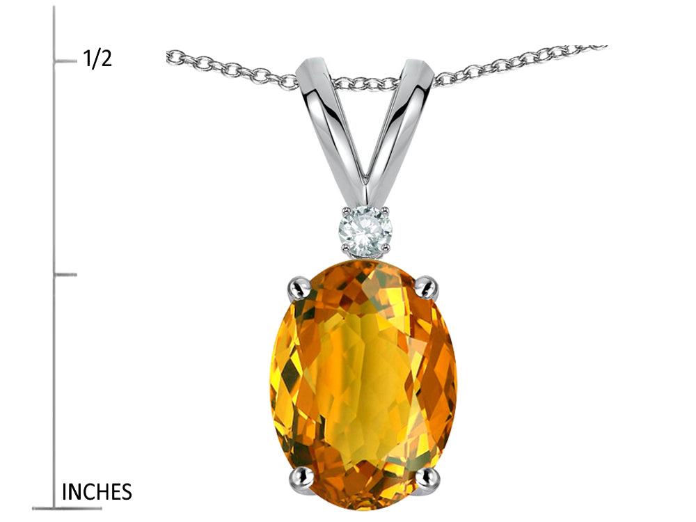 Star K Oval 7x5mm Genuine Citrine Classic Rabbit Ears Pendant Necklace