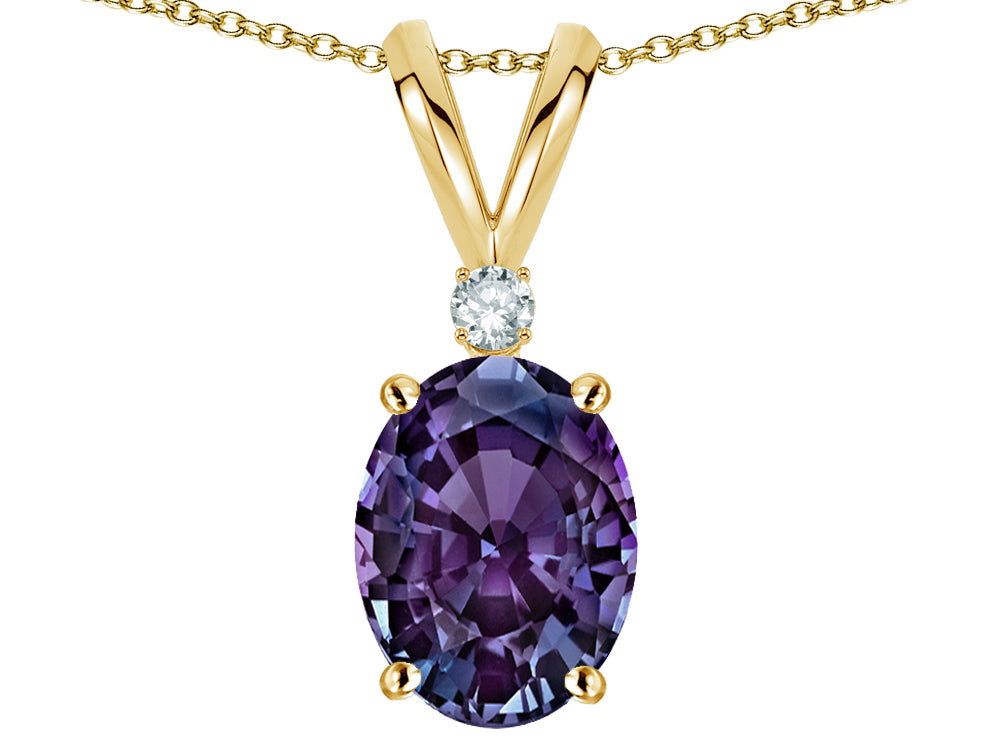 Star K Oval 7x5mm Simulated Alexandrite Classic Rabbit Ears Pendant Necklace