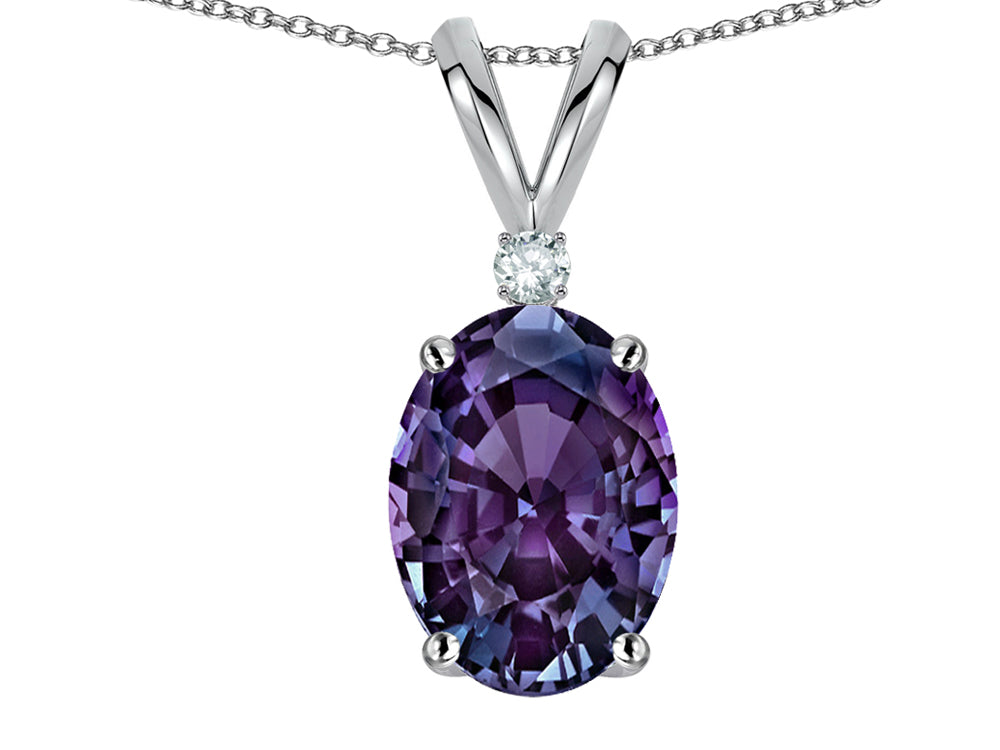 Star K Oval 7x5mm Simulated Alexandrite Classic Rabbit Ears Pendant Necklace