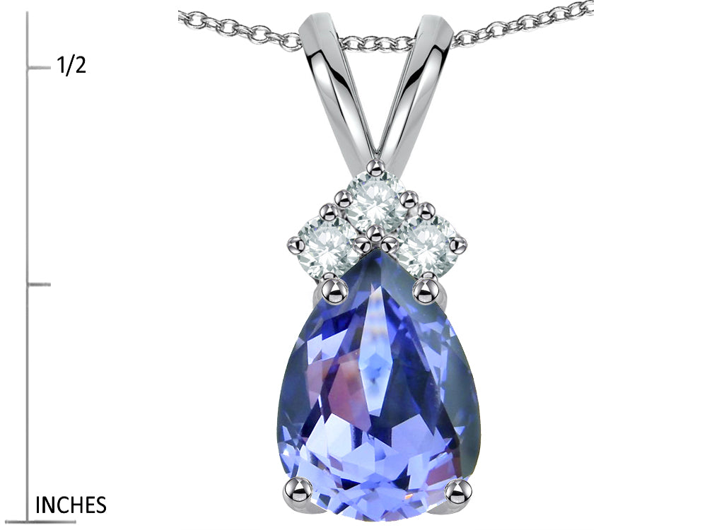 Star K Pear Shape 8x6mm Genuine Tanzanite Rabbit Ear Pendant Necklace