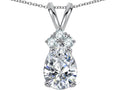 Star K Pear Shape 8x6mm White Topaz Rabbit Ear Pendant Necklace