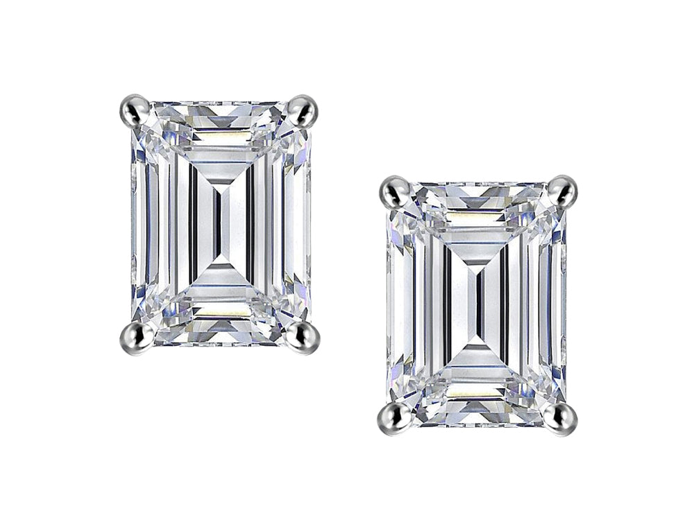 Star K Emerald Cut 7x5mm Genuine White Topaz Earrings Studs