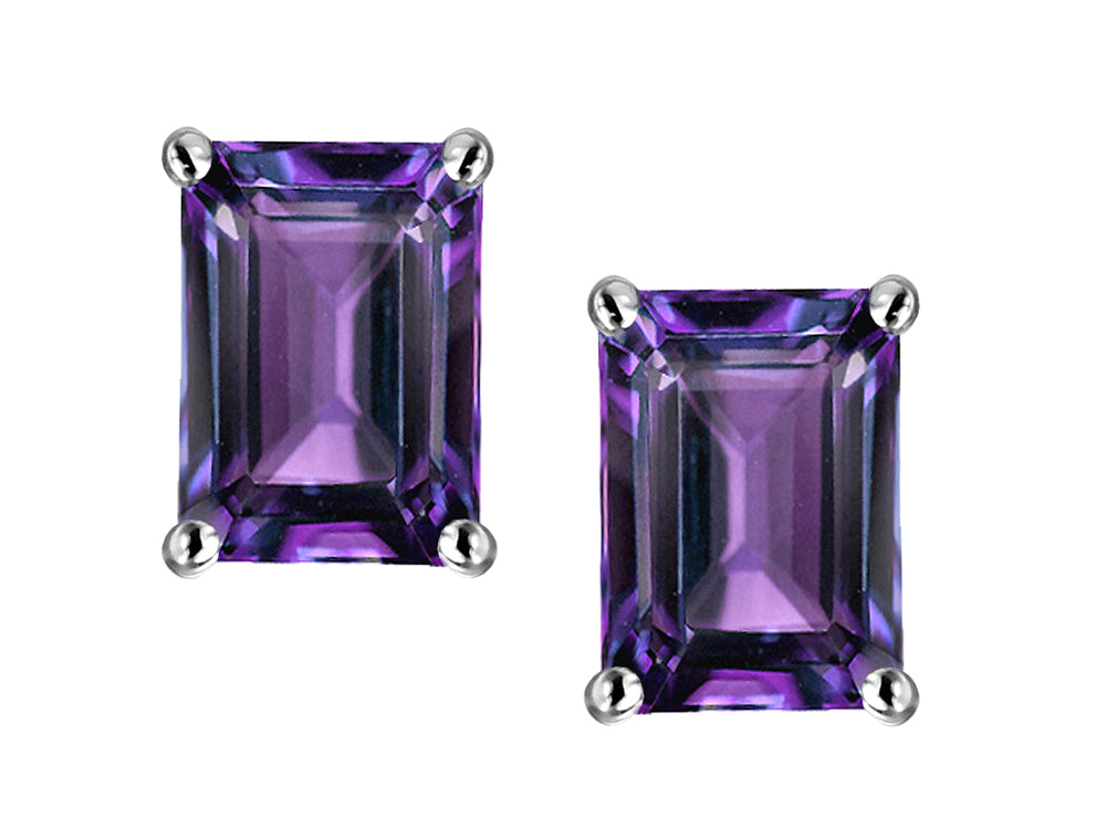 Star K Emerald Cut 7x5mm Simulated Alexandrite Earrings Studs