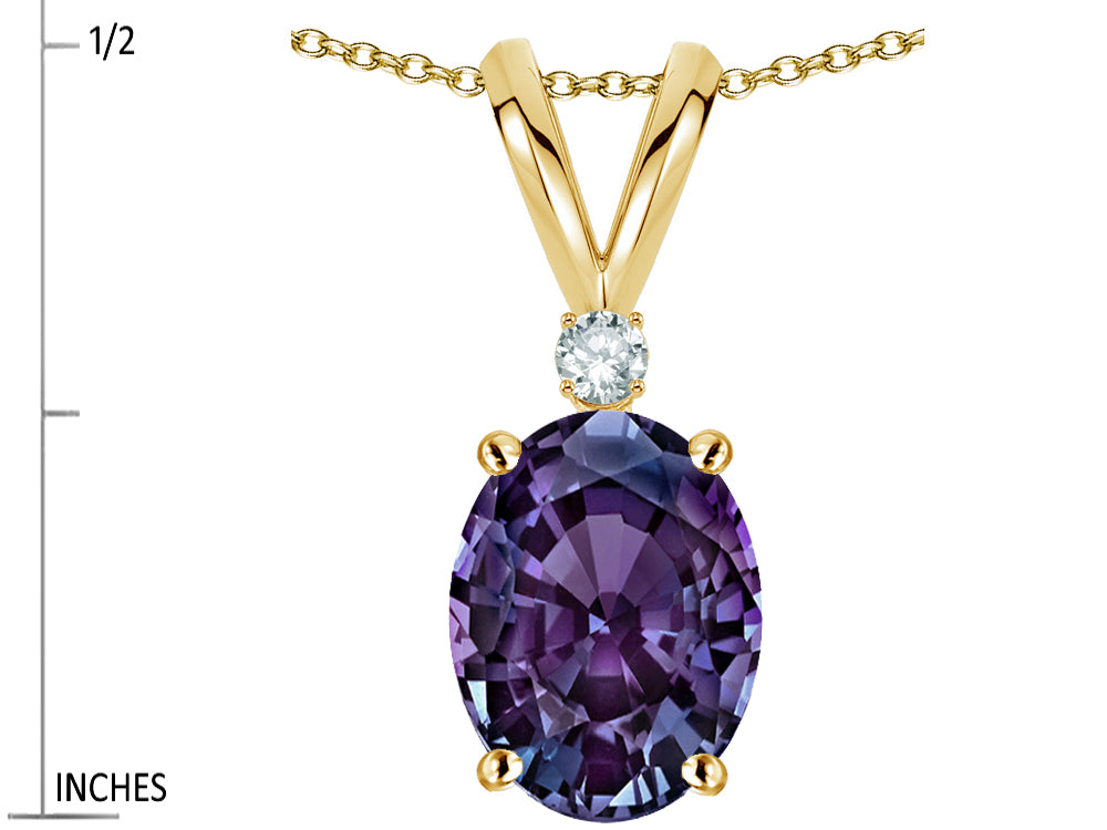 Star K Oval 7x5mm Simulated Alexandrite Pendant Necklace