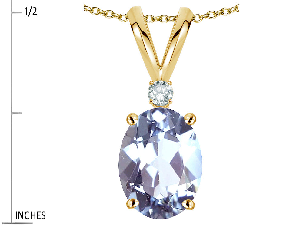 Star K Oval 7x5mm Genuine Aquamarine Pendant Necklace