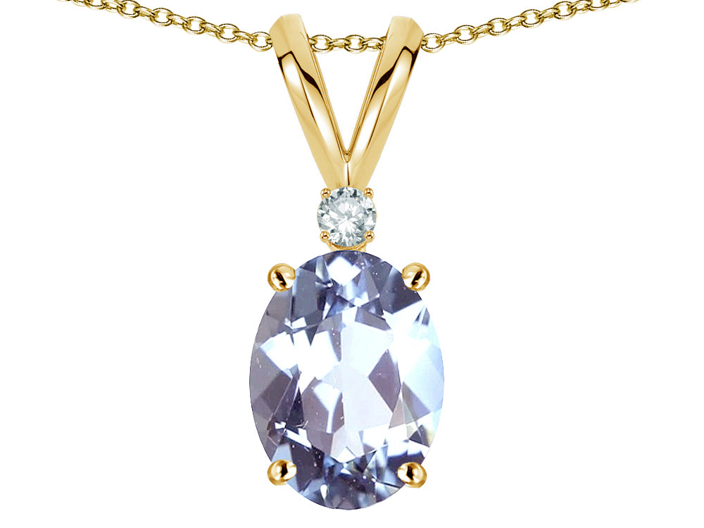 Star K Oval 7x5mm Genuine Aquamarine Pendant Necklace