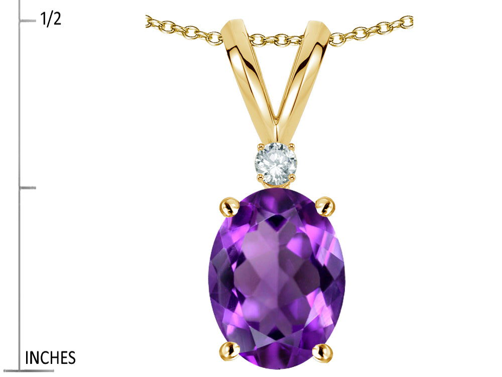 Star K Oval 7x5mm Genuine Amethyst Pendant Necklace