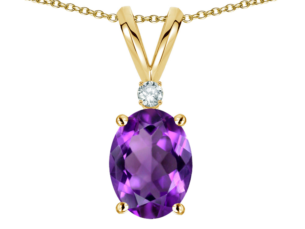 Star K Oval 7x5mm Genuine Amethyst Pendant Necklace