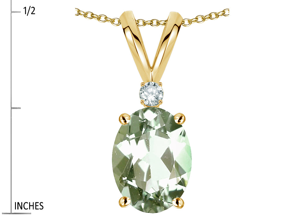 Star K Oval 7x5mm Genuine Green Amethyst Pendant Necklace