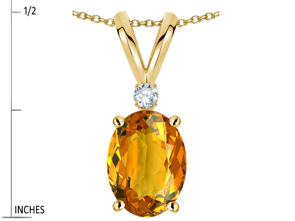 Star K Oval 7x5mm Genuine Citrine Pendant Necklace