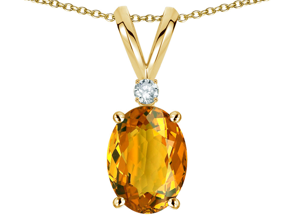 Star K Oval 7x5mm Genuine Citrine Pendant Necklace