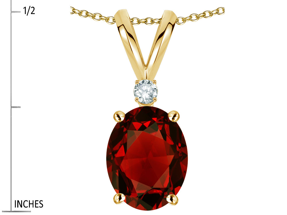 Star K Oval 7x5mm Genuine Garnet Pendant Necklace