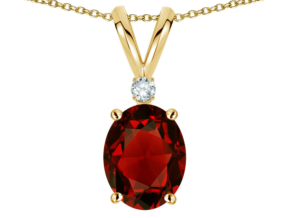 Star K Oval 7x5mm Genuine Garnet Pendant Necklace