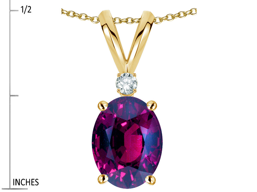Star K Oval 7x5mm Genuine Rhodolite Pendant Necklace