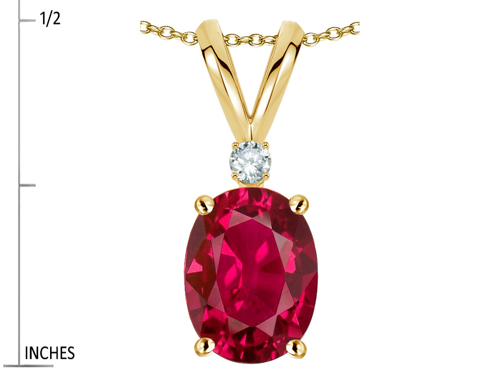 Star K Oval 7x5mm Created Ruby Pendant Necklace