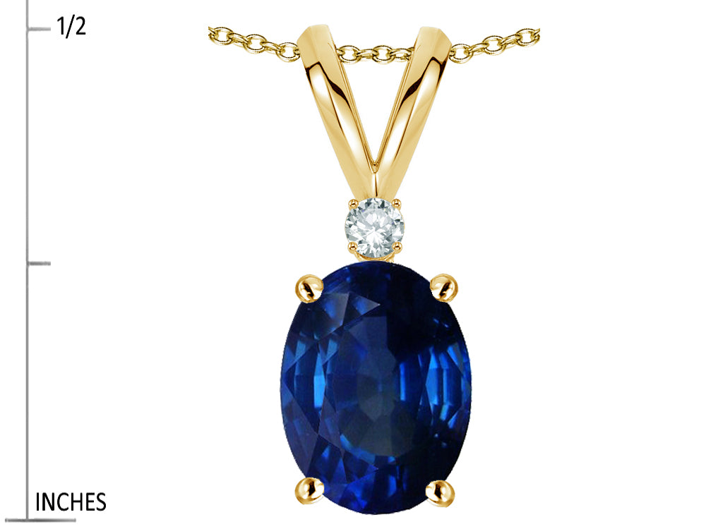 Star K Oval 7x5mm Created Sapphire Pendant Necklace