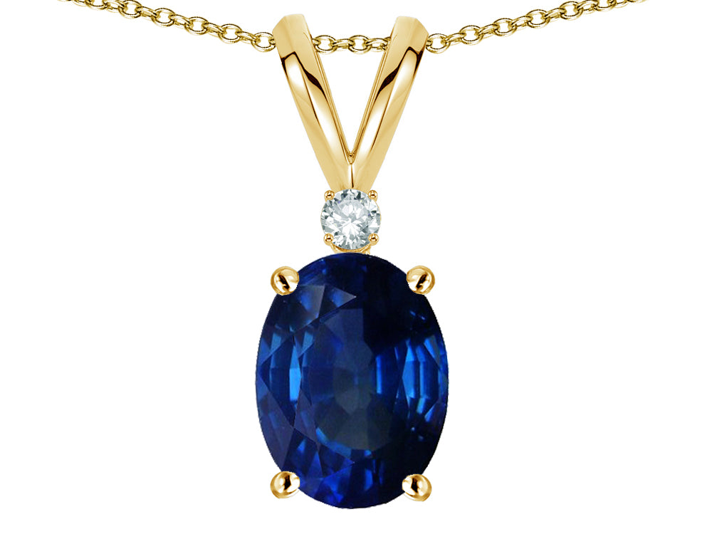 Star K Oval 7x5mm Created Sapphire Pendant Necklace