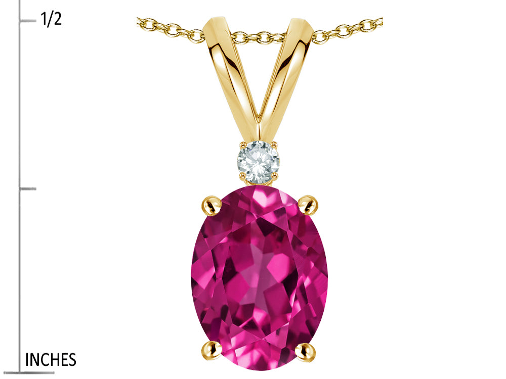 Star K Oval 7x5mm Simulated Pink Tourmaline Pendant Necklace