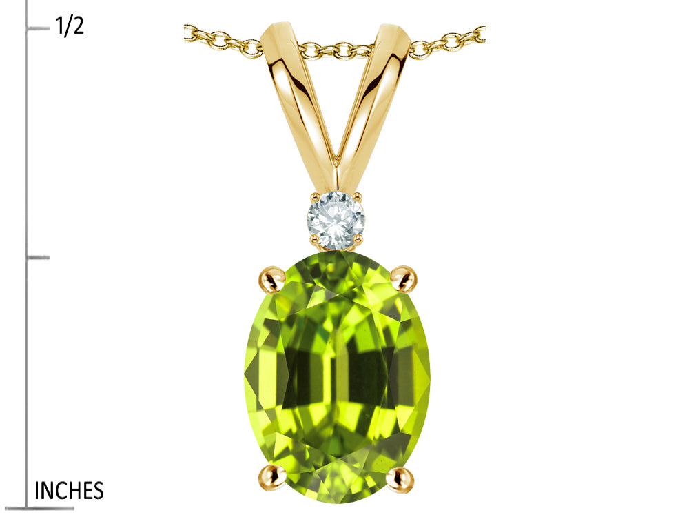 Star K Oval 7x5mm Genuine Peridot Pendant Necklace
