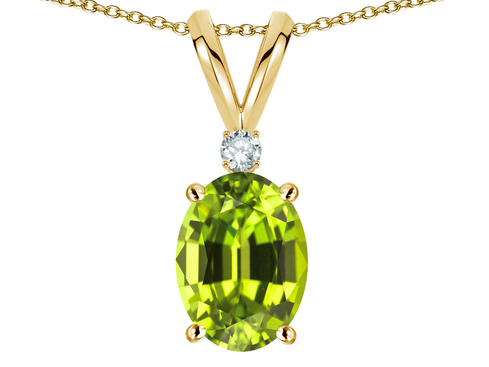 Star K Oval 7x5mm Genuine Peridot Pendant Necklace