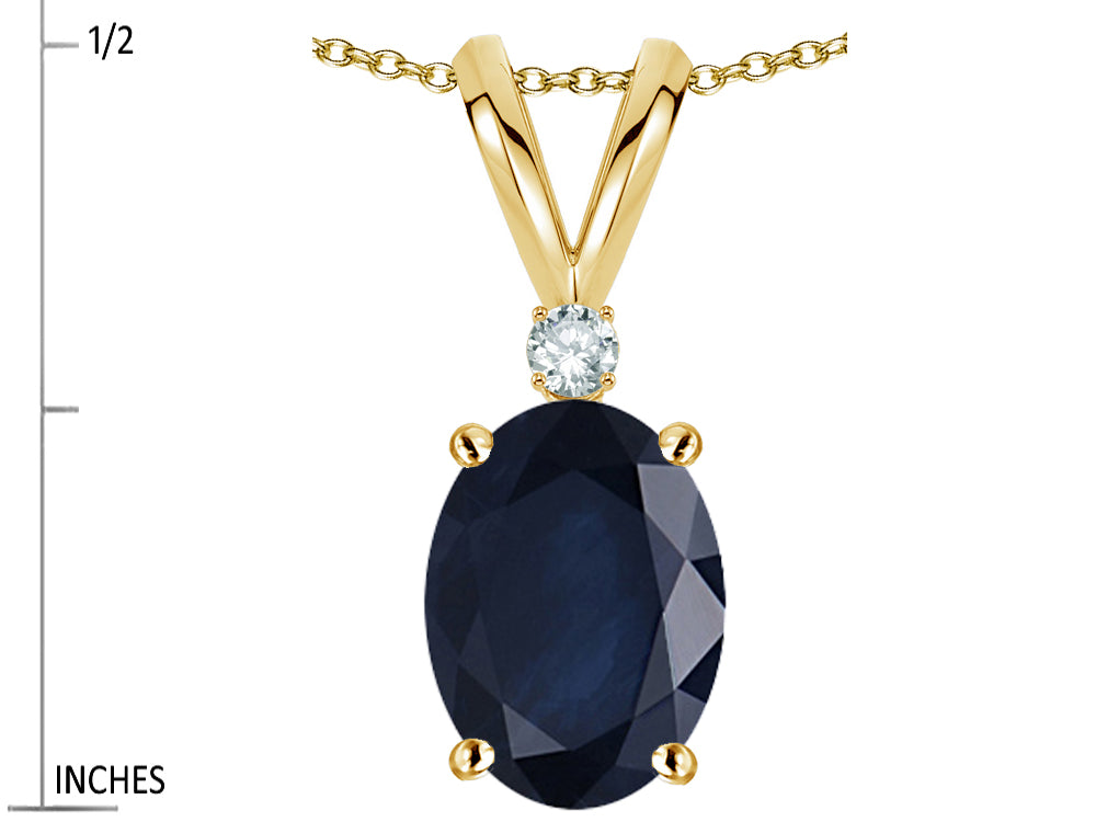 Star K Oval 7x5mm Genuine Sapphire Pendant Necklace