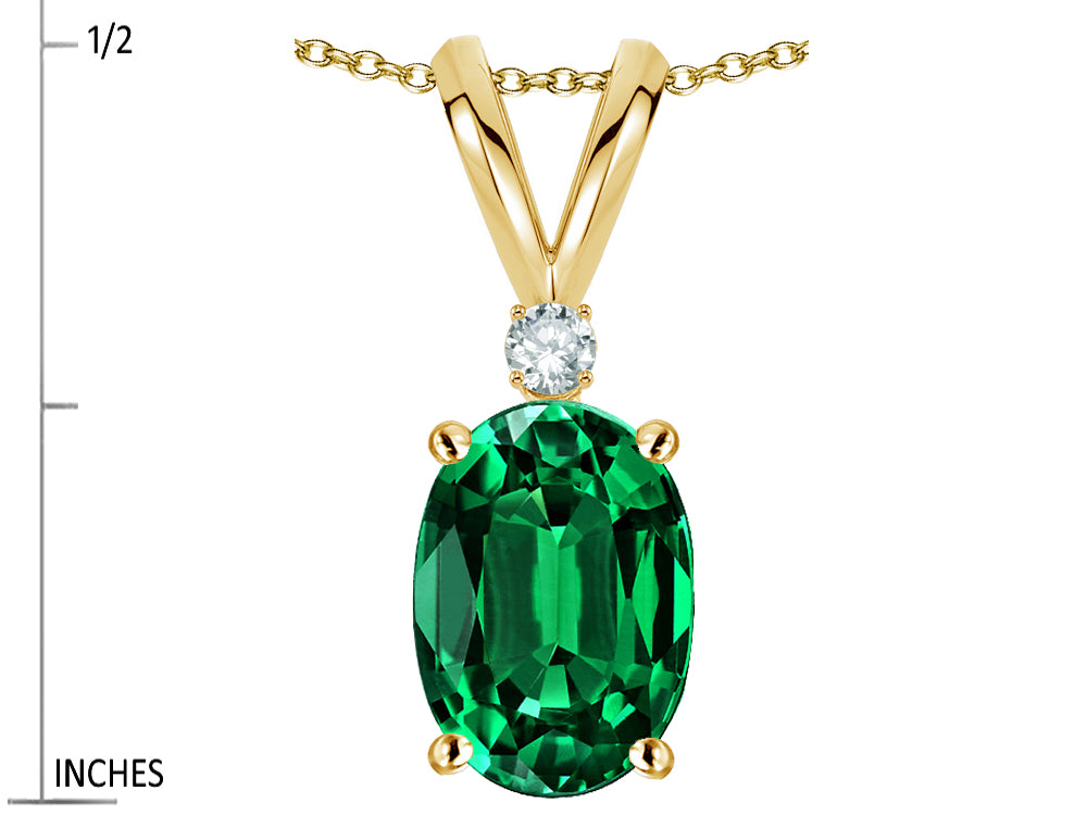 Star K Oval 7x5mm Simulated Emerald Pendant Necklace