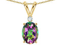 Star K Oval 7x5mm Rainbow Mystic Topaz Pendant Necklace