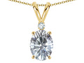 Star K Oval 7x5mm Genuine White Topaz Pendant Necklace