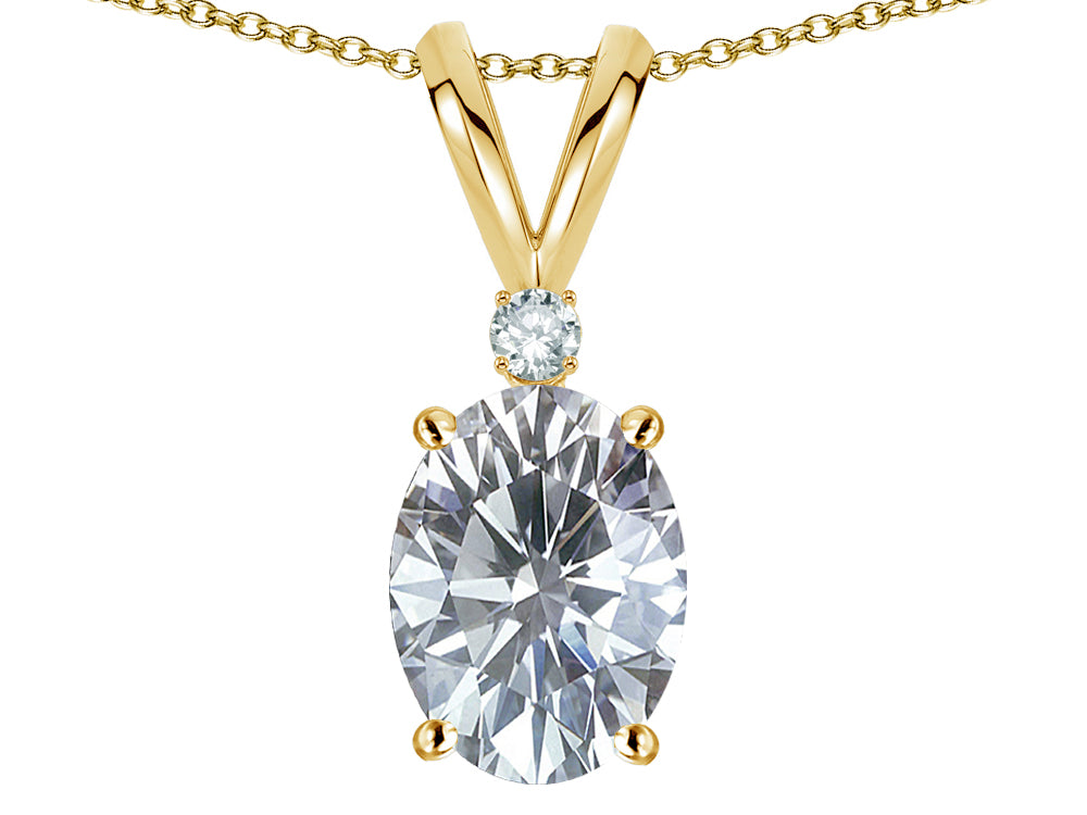 Star K Oval 7x5mm Genuine White Topaz Pendant Necklace