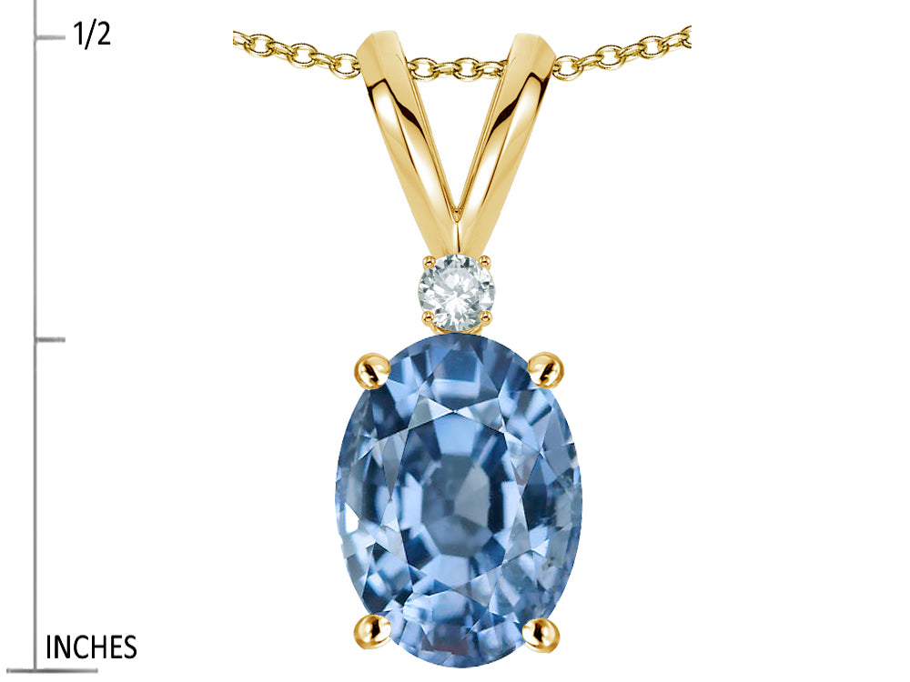 Star K Oval 7x5mm Simulated Aquamarine Pendant Necklace