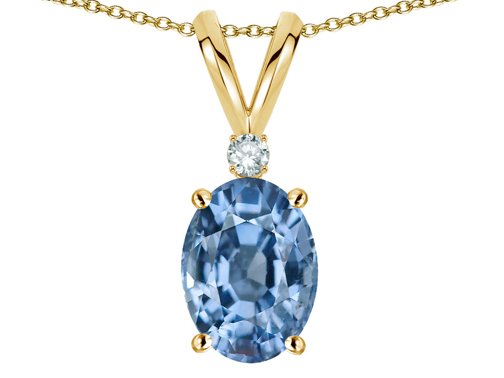 Star K Oval 7x5mm Simulated Aquamarine Pendant Necklace