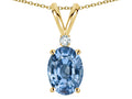 Star K Oval 7x5mm Simulated Aquamarine Pendant Necklace