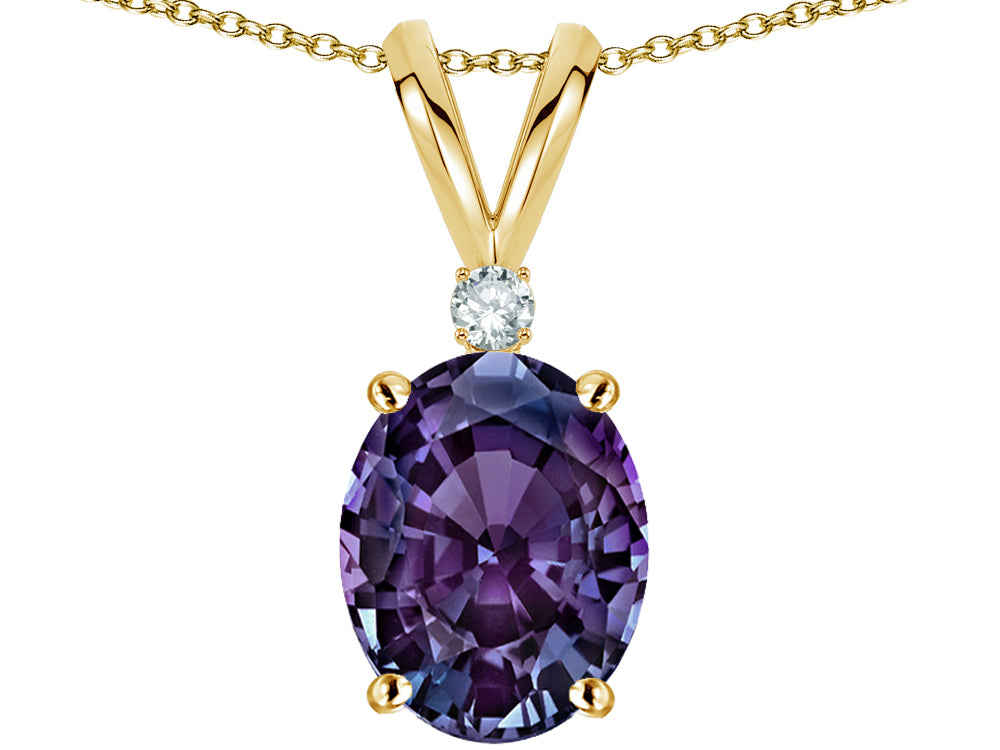 Star K Oval 8x6mm Simulated Alexandrite Rabbit Ear Pendant Necklace