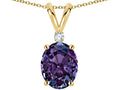 Star K Oval 8x6mm Simulated Alexandrite Rabbit Ear Pendant Necklace