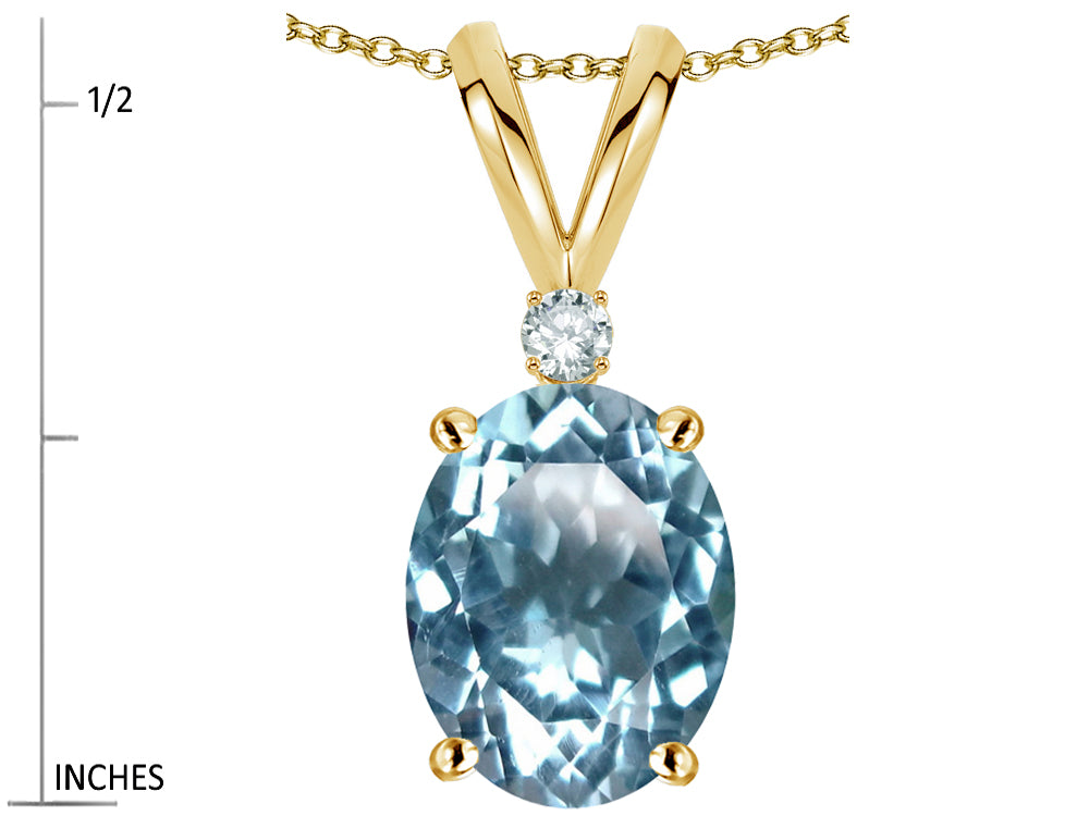 Star K Oval 8x6mm Genuine Sky Blue Topaz Rabbit Ear Pendant Necklace