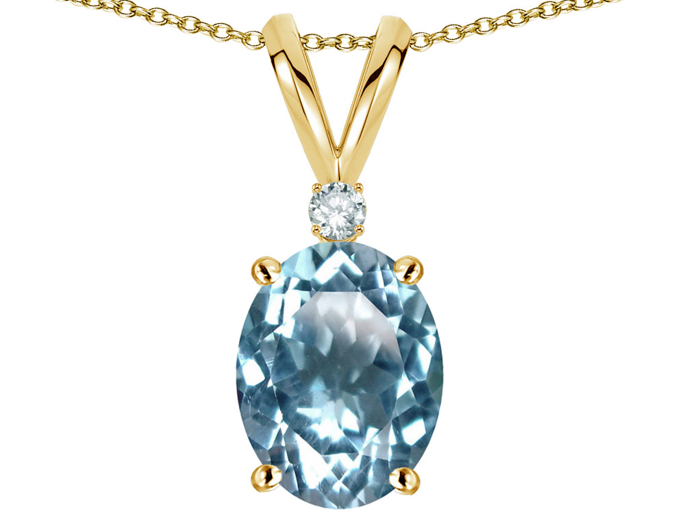 Star K Oval 8x6mm Genuine Sky Blue Topaz Rabbit Ear Pendant Necklace
