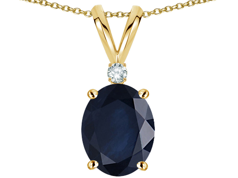 Star K Oval 8x6mm Genuine Sapphire Rabbit Ear Pendant Necklace