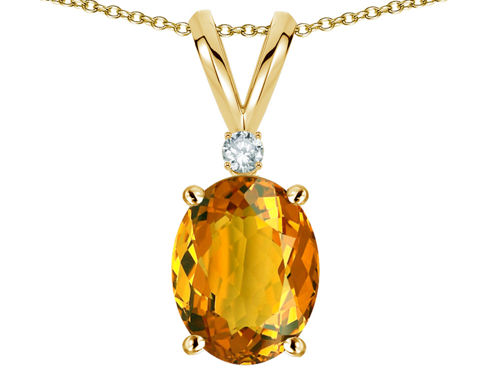 Star K Oval 8x6mm Genuine Citrine Rabbit Ear Pendant Necklace