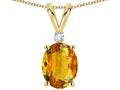 Star K Oval 8x6mm Genuine Citrine Rabbit Ear Pendant Necklace