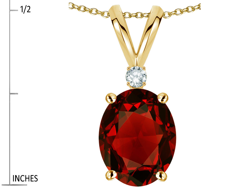 Star K Oval 8x6mm Genuine Garnet Rabbit Ear Pendant Necklace