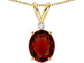 Star K Oval 8x6mm Genuine Garnet Rabbit Ear Pendant Necklace