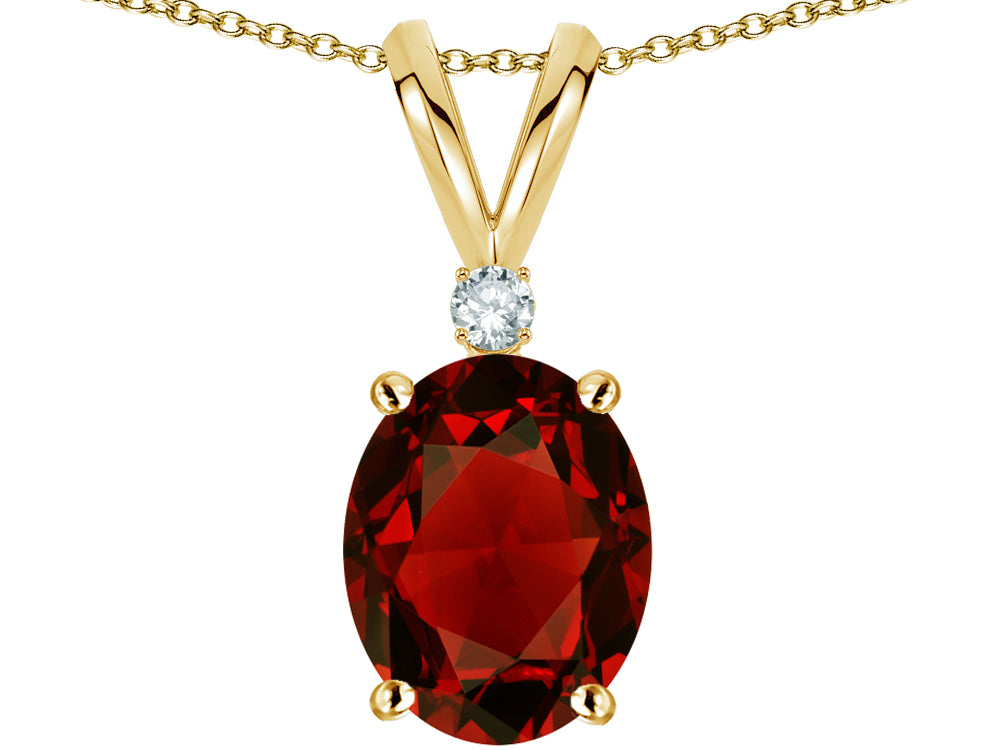 Star K Oval 8x6mm Genuine Garnet Rabbit Ear Pendant Necklace