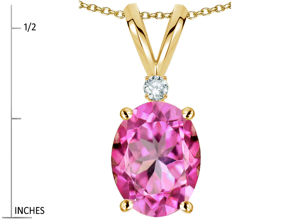 Star K Oval 8x6mm Created Pink Sapphire Rabbit Ear Pendant Necklace