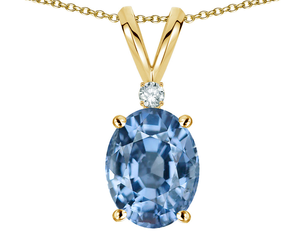Star K Oval 8x6mm Simulated Aquamarine Rabbit Ear Pendant Necklace