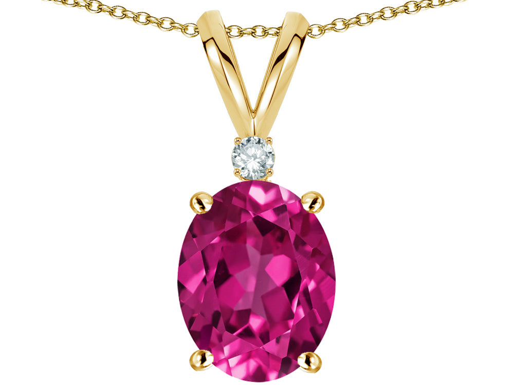 Star K Oval 8x6mm Simulated Pink Tourmaline Rabbit Ear Pendant Necklace