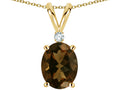 Star K Oval 8x6mm Genuine Smoky Quartz Rabbit Ear Pendant Necklace