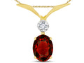 Star K Oval 8x6mm Genuine Garnet V Shaped Pendant Necklace
